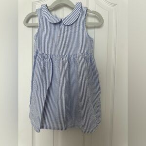 H&M Blue & White Striped Sleeveless Peter Pan Collar Dress
